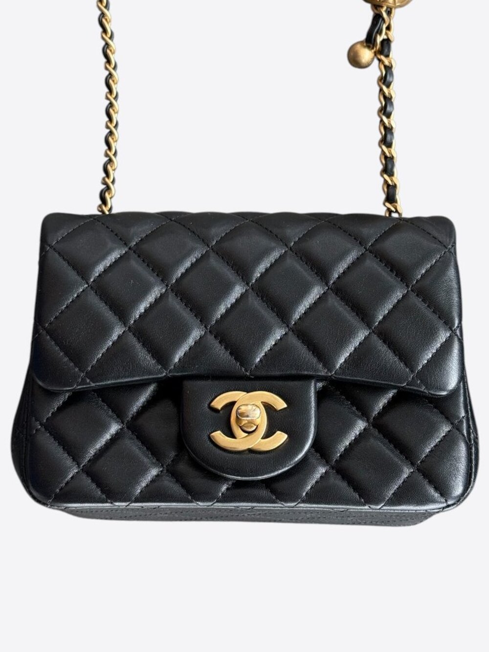 Chanel Black Lambskin Quilted Mini Flap Bag